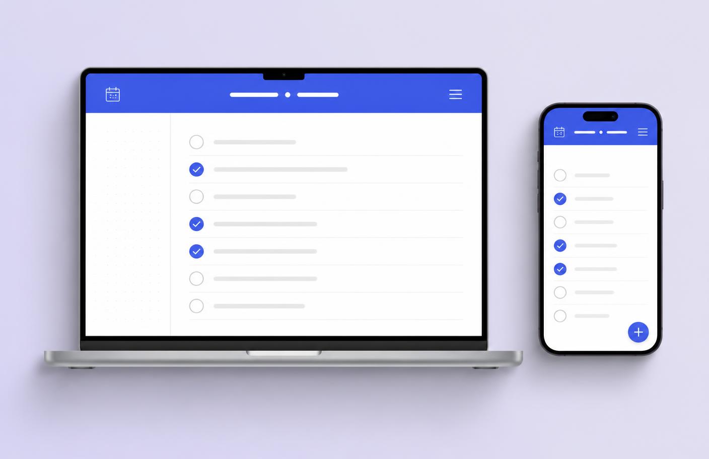 Simple Daily Planner shown on a laptop and a phone, with a day's checklist